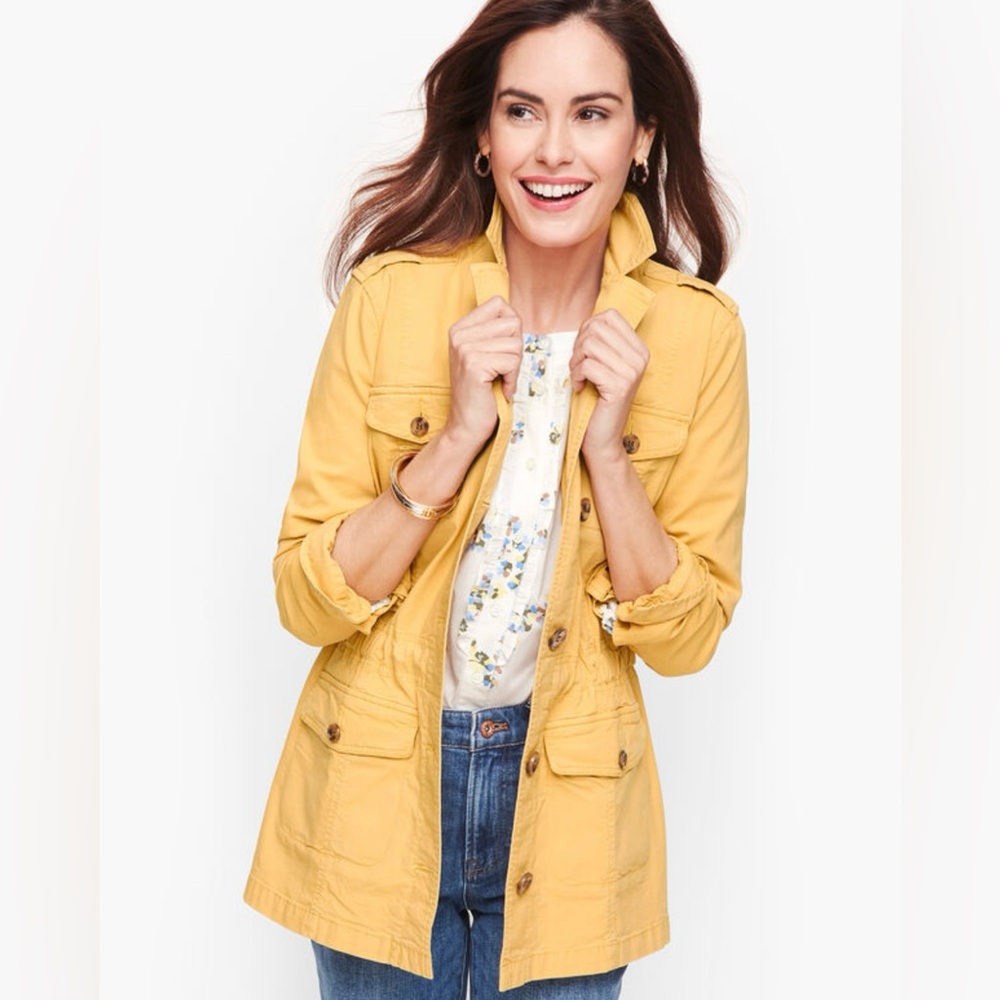 Talbots Women's Stretch Canvas Cotton Jacket Size 1X Yellow